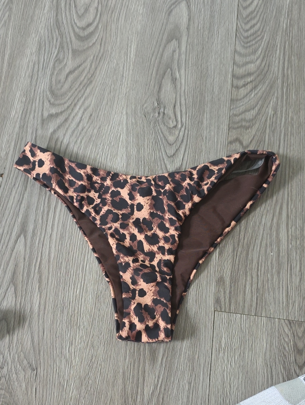 107 - SHEIN Brown and Tan Leopard Print Bikini Bottom